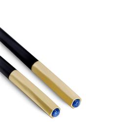 L'Objet Zen Modern Black Wood Gold Edge Chopsticks and Rests - Set of 2 Pairs|