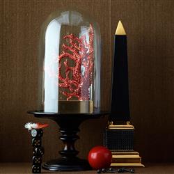 L'Objet Coral Coastal Beach Red Cabochons Gold Plated Bookend|