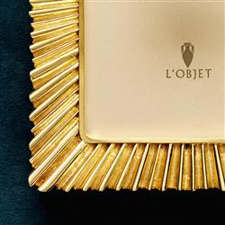 L'Objet Ray Hollywood Regency Gold Plated Beveled Glass Photo Frame - 4x6|