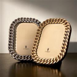 L'Objet Cuban Link Hollywood Regency Gold Plated Beveled Glass Photo Frame - 4x6|