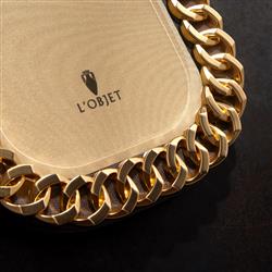 L'Objet Cuban Link Hollywood Regency Gold Plated Beveled Glass Photo Frame - 4x6|