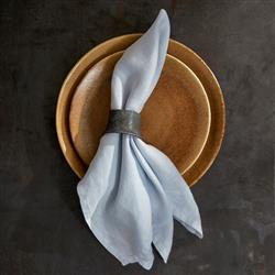 L'Objet Sateen Modern Classic Light Blue Linen Napkins - Set of 4|
