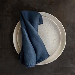 L'Objet Sateen Modern Classic Blue Linen Napkins - Set of 4|