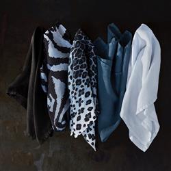 L'Objet Sateen Modern Classic Blue Linen Napkins - Set of 4|