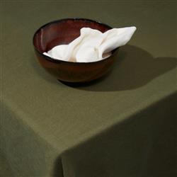 L'Objet Sateen Modern Classic Green Linen Tablecloth - 90" x 70"|