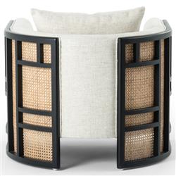 Jun Modern Cream Performance Upholstered Cushion Black Wood Cane Arm Chair|