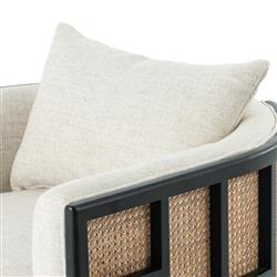 Jun Modern Cream Performance Upholstered Cushion Black Wood Cane Arm Chair|