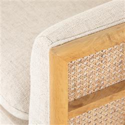 Jun Modern Cream Performance Upholstered Cushion Brown Wood Cane Arm Chair|