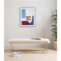 Sey Modern Beige Performance Upholstered Seat Gold Steel Bench|