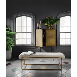 Sey Modern Beige Performance Upholstered Seat Gold Steel Bench|