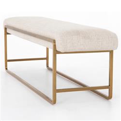 Sey Modern Beige Performance Upholstered Seat Gold Steel Bench|