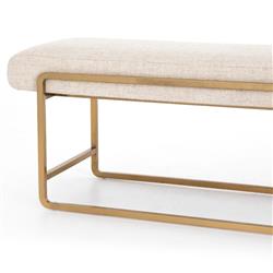 Sey Modern Beige Performance Upholstered Seat Gold Steel Bench|