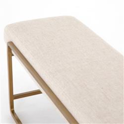 Sey Modern Beige Performance Upholstered Seat Gold Steel Bench|