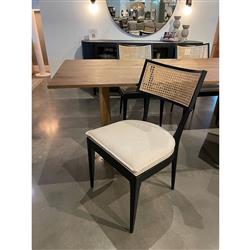 Tina Modern White Performance Upholstered Seat Black Cane Dining Chair|