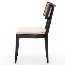 Tina Modern White Performance Upholstered Seat Black Cane Dining Chair|