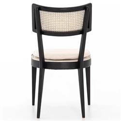 Tina Modern White Performance Upholstered Seat Black Cane Dining Chair|