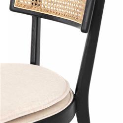 Tina Modern White Performance Upholstered Seat Black Cane Dining Chair|