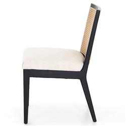 Annette Modern Classic Black Cane Wood Frame White Performance Dining Side Chair|