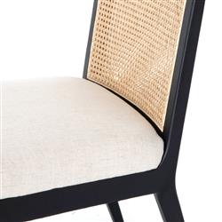 Annette Modern Classic Black Cane Wood Frame White Performance Dining Side Chair|