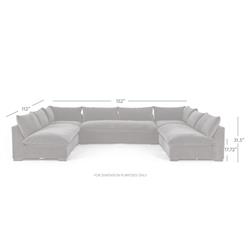 Cee Modern Classic Beige Performance 5 Piece Sectional - 152"Wx112"D|