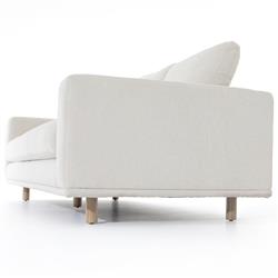 Mon Modern Classic White Upholstered Performance Natural Wood Sofa - 87"W|