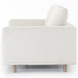 Mon Modern Classic White Upholstered Performance Natural Wood Sofa - 87"W|