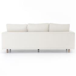 Mon Modern Classic White Upholstered Performance Natural Wood Sofa - 87"W|
