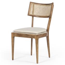 Tina Modern Beige Performance Upholstered Seat Brown Wood Cane Dining Chair|