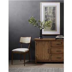 Tina Modern Beige Performance Upholstered Seat Brown Wood Cane Dining Chair|