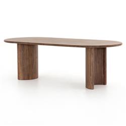 Paris Rustic Lodge Brown Acacia Wood Oval Dining Table - 94"|