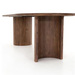 Paris Rustic Lodge Brown Acacia Wood Oval Dining Table - 94"|