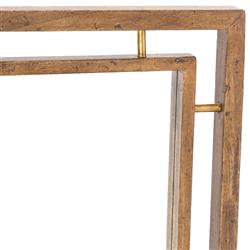 Belle Rustic Lodge Brass Acacia Wood Floor Mirror|