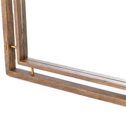 Belle Rustic Lodge Brass Acacia Wood Floor Mirror|