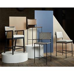 Annette Coastal Beach White Performance Ebony Oak Wood Counter Stool|