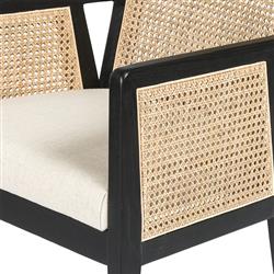 Annette Coastal Beach White Performance Ebony Oak Wood Counter Stool|