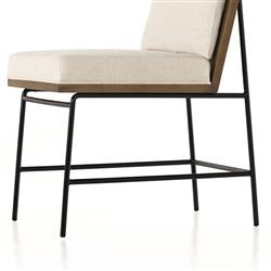 Inno Industrial Loft White Performance Brown Oak Black Iron Dining Side Chair|