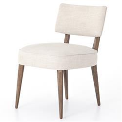 Andy Modern Classic Ivory Performance Seat Brown Wood Dining Chair|