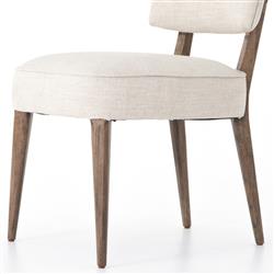 Andy Modern Classic Ivory Performance Seat Brown Wood Dining Chair|