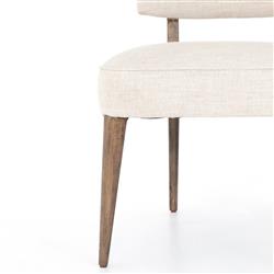 Andy Modern Classic Ivory Performance Seat Brown Wood Dining Chair|