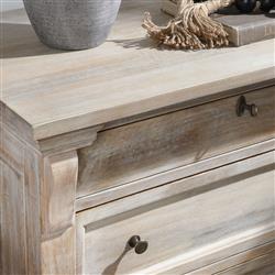 Melany French Country Natural White Wash Mango Wood Nightstand|