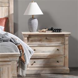 Melany French Country Natural White Wash Mango Wood Nightstand|