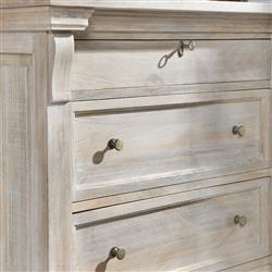 Melany French Country Natural White Wash Mango Wood Tall Chest|