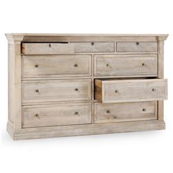 Melany French Country Natural White Wash Mango Wood Dresser|