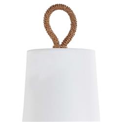Bimini Brown Rattan White Linen Shade Armed Sconce|