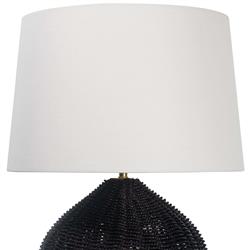 Georgian Black Woven Rattan Bedside Table Lamp|