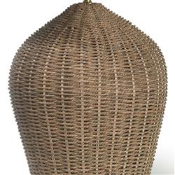 Georgian Brown Woven Rattan Bedside Table Lamp|
