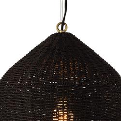 Georgian Black Woven Rattan Single Pendant|