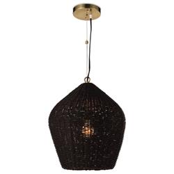 Georgian Black Woven Rattan Single Pendant|