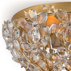 Cheshire Hollywood Regency Gold Leaf Metal Flush Mount|