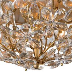 Cheshire Hollywood Regency Gold Leaf Metal Flush Mount|